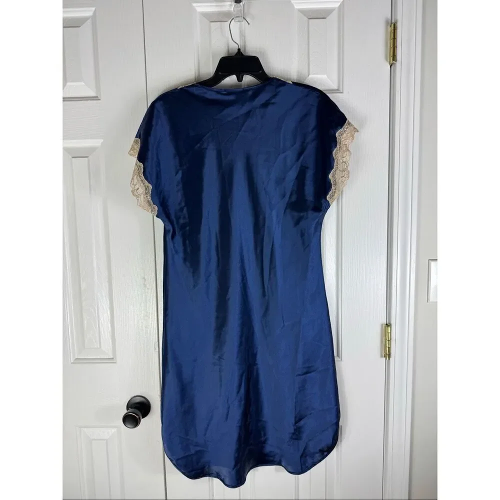 Shadowline Womens Silk Night Gown w/Lace Size M